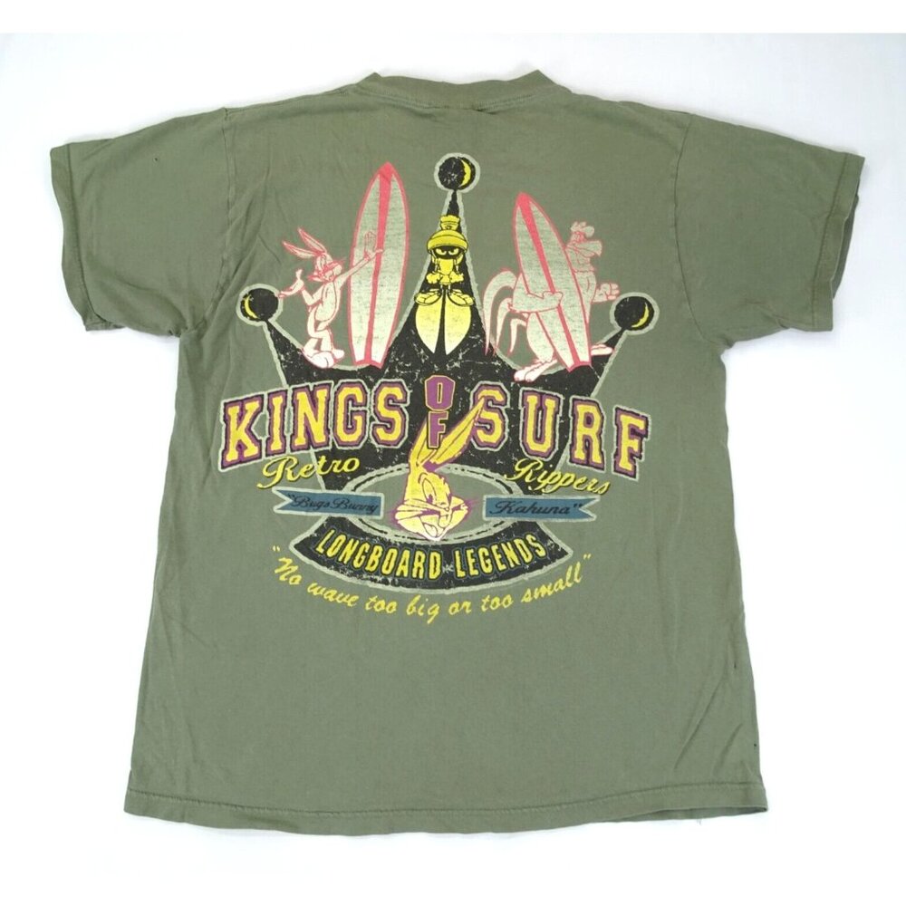 VTG Looney Tunes Beach Retro King Surf Graphic T-Shirt Crew Neck L‎ Distressed